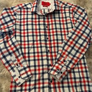 Kids Red and Blue Plaid Button Down Shirt